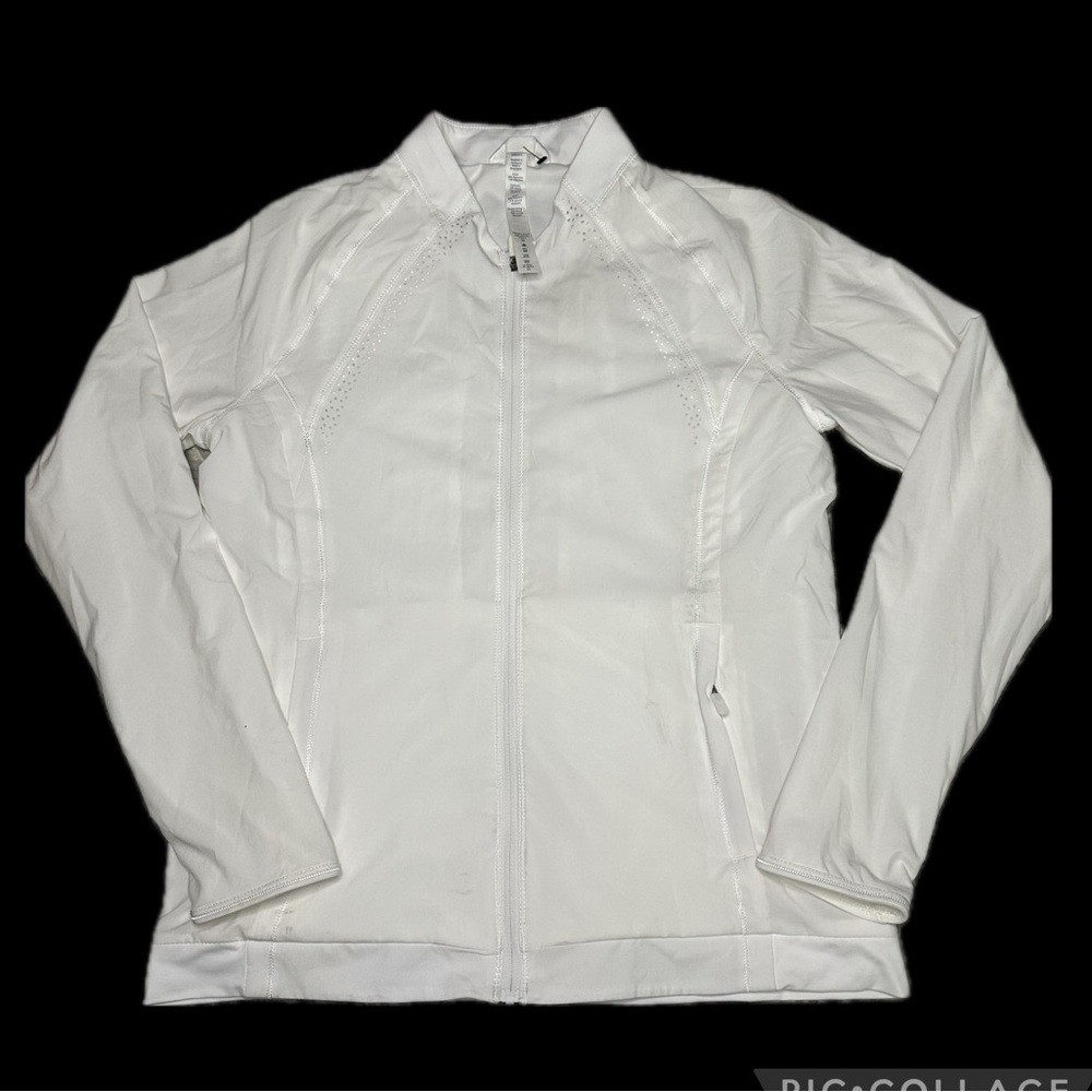 Lululemon Athletica Zip up white jacket / running / breathable holes Size 8
